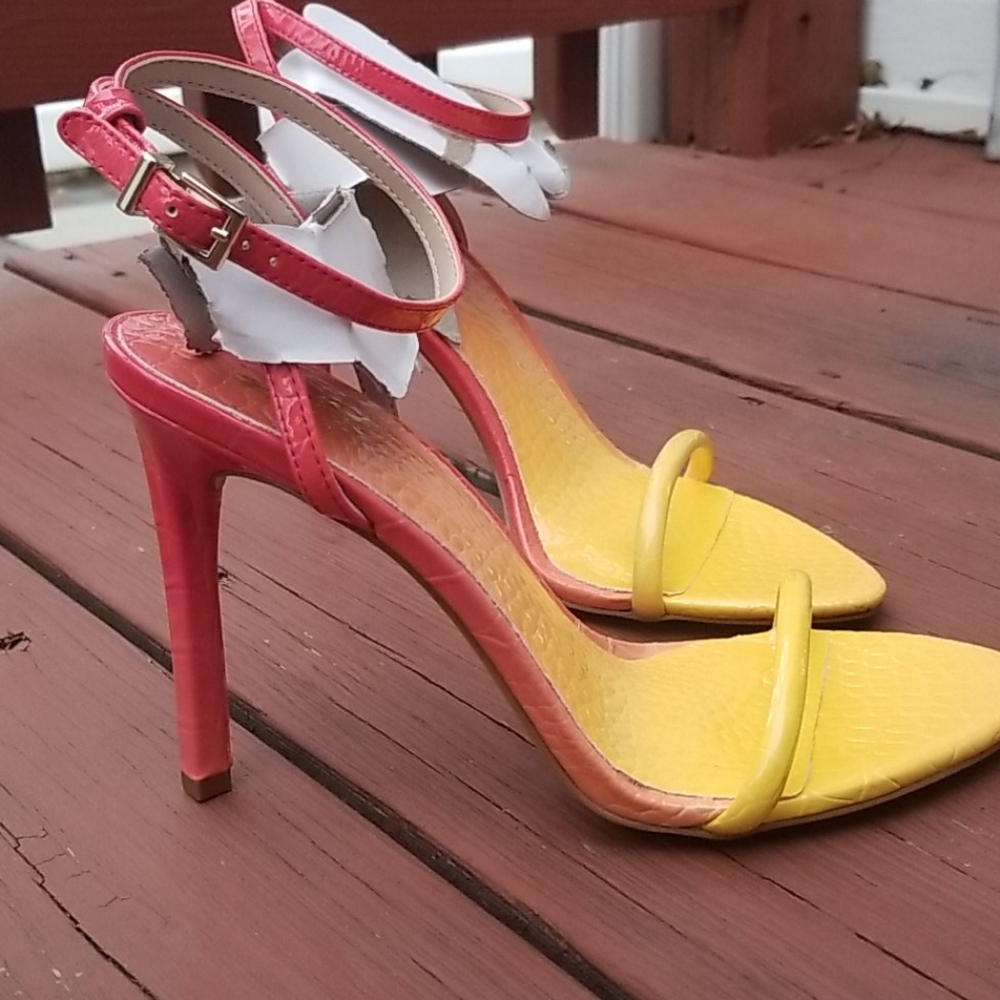new women's coral & yellow ombre heels...size 7.5 - Picture 3 of 6